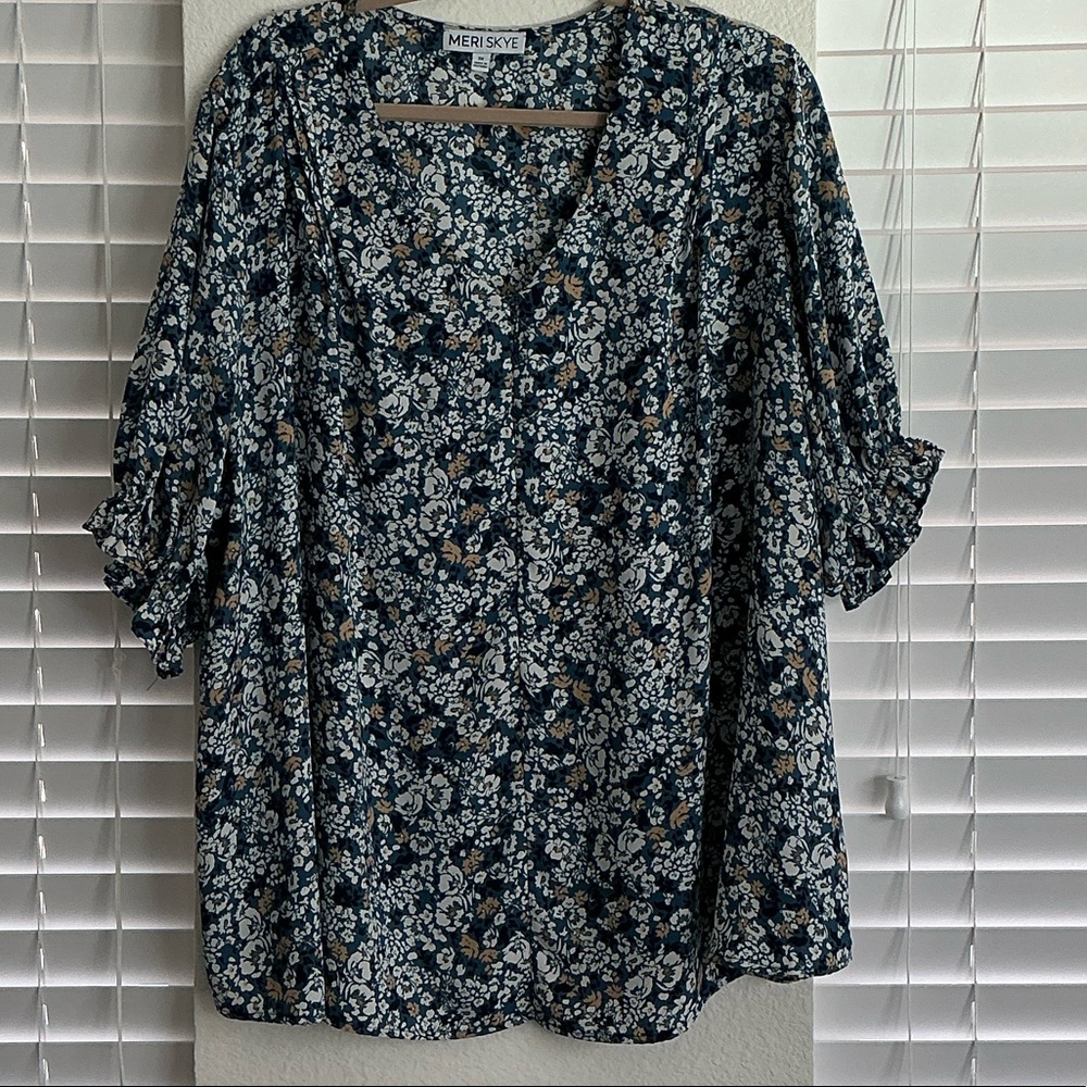 Meri Skye Floral Print Women's Blouse